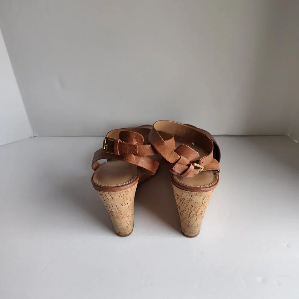 Franco Sarto Tan Leather Wedge Sandal